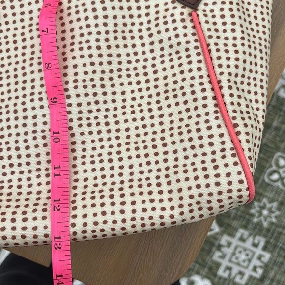 Fossil Women’s nylon Stylish Cream and Brown polka dot Tote shoulder bag GUC - Picture 4 of 10